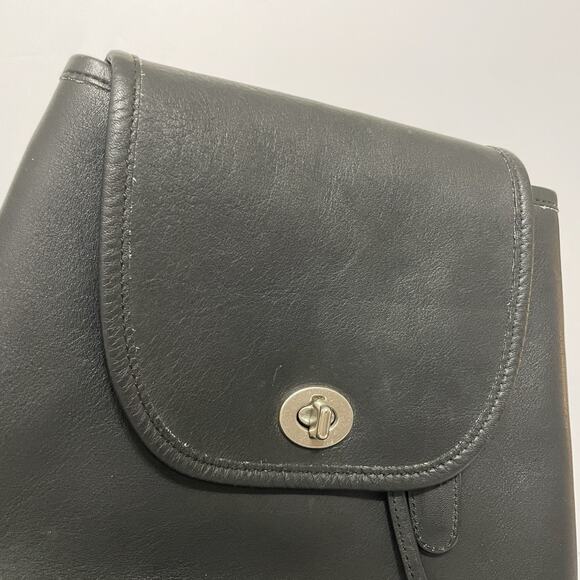 Vintage 1990s Coach 9960 Black Soft Leather Turnlock Daypack Mini Backpack Purse - Picture 10 of 14